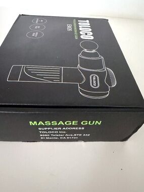 TOLOCO EM26 Percussion Deep Tissue Massage Gun 10 Attachments USB-C Cord Black